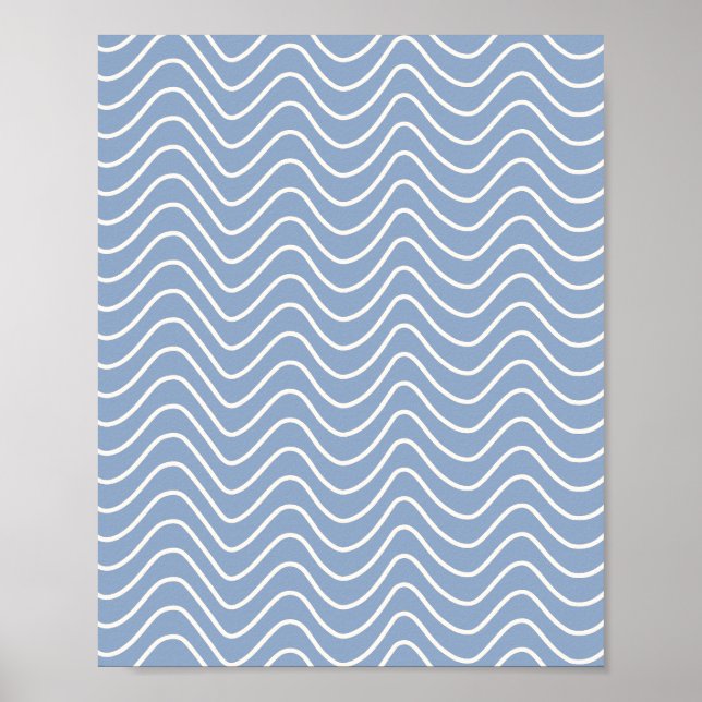 Zickzack Muster der Minimallinie blau Poster (Vorne)