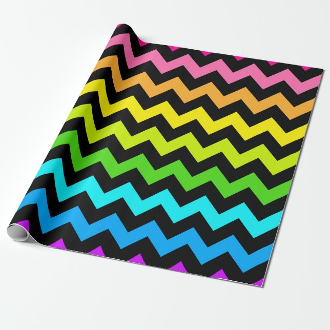 Zickzack Muster des dynamischen Regenbogens Geschenkpapier (Ungerollt)