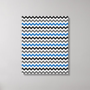 Zickzack Muster Hintergrund Blau Grau Schwarz-weiß Leinwanddruck