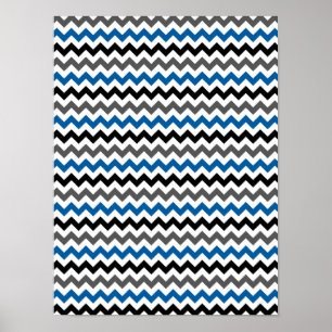 Zickzack Muster-Hintergrund-blaues Grau Poster