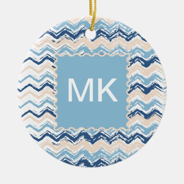 Zickzack Muster im Pazifischen Ozean Keramik Ornament (Vorne)