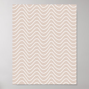 Zickzack Muster in Beige und Weiß mit minimaler Li Poster