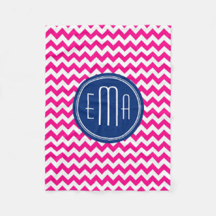 Zickzack Muster in rosa weiß und blau Fleecedecke