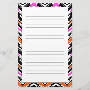 Zickzack Muster in Schwarz, Orange und Rosa Briefpapier