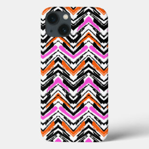 Zickzack Muster in Schwarz, Orange und Rosa Case-Mate iPhone Hülle