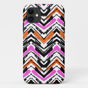 Zickzack Muster in Schwarz, Orange und Rosa Case-Mate iPhone Hülle