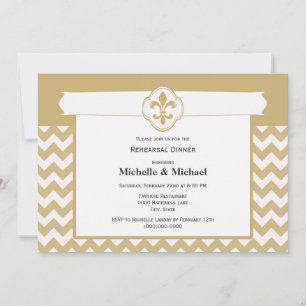 Zickzack Muster Lilie Event Gold White Einladung