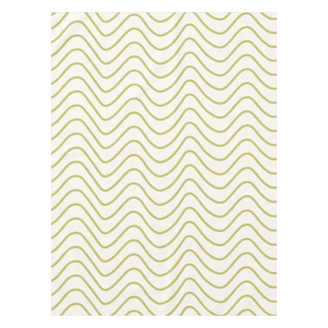 Zickzack Muster Lime Green auf Cream White Zigzag Tischdecke (Vorderseite)