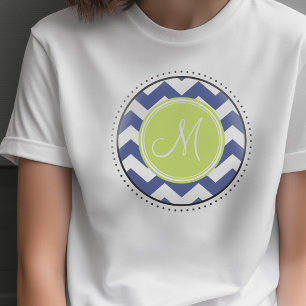 Zickzack Muster mit Monogram - Navy Limon T-Shirt