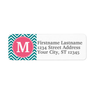 Zickzack Muster mit Monogramm - Rosa Aquamarin