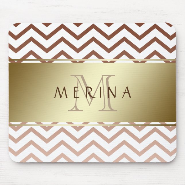 Zickzack Muster Monogram personalisieren Mousepad (Vorne)