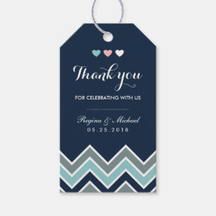 Zickzack Muster Navy Blue Brautparty Geschenk-Tag Geschenkanhänger