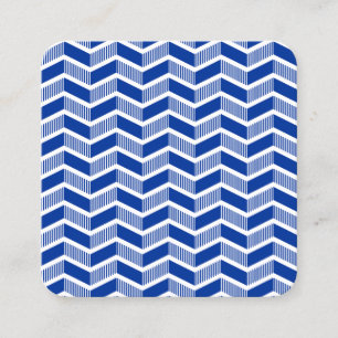 Zickzack Muster - Navy Blue und White Quadratische Visitenkarte