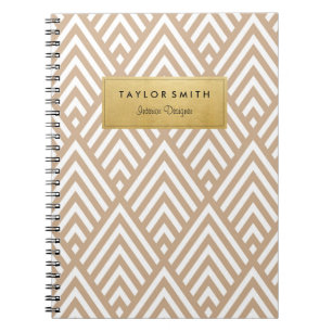 Zickzack Muster-Notizbuch TANs u. des Goldes Notizblock