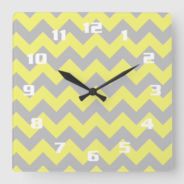 Zickzack Muster Quadratische Wanduhr (Vorderseite)