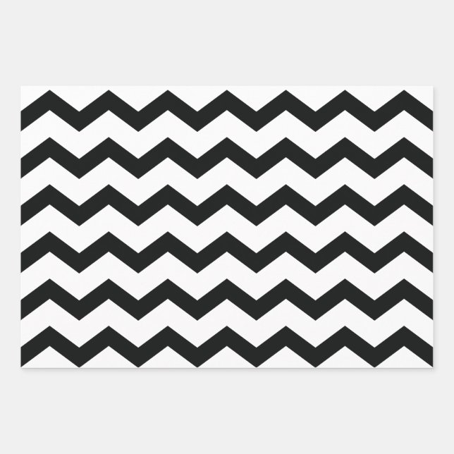 Zickzack Muster Schwarz-Weiß Geschenkpapier Set (Vorderseite)