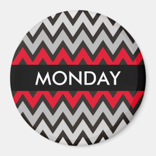 ZICKZACK-Muster - Schwarz-weißes Grau + Ihre Idee Magnet