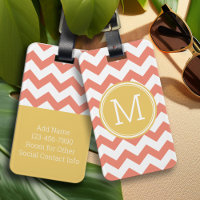 Zickzack Muster Single Monogram - Coral und Lemon