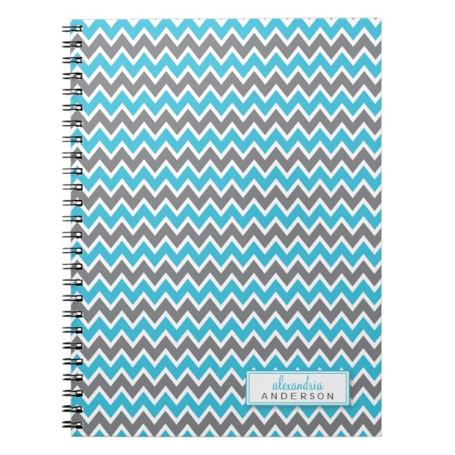Zickzack Muster Trendy Notebook (Aqua) Notizblock (Vorderseite)