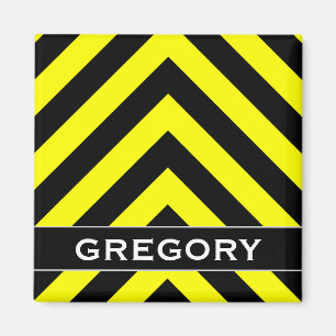 Zickzack Muster und Individuelle Name in Schwarz u Magnet