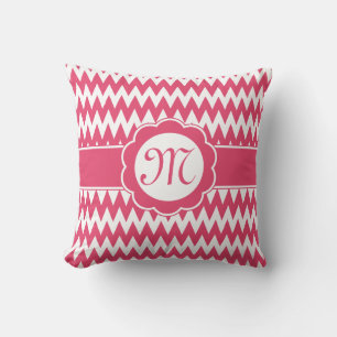 Zickzack Muster und Monogramm-Blume Kissen