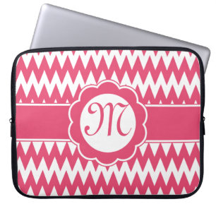 Zickzack Muster und Monogramm-Blume Laptopschutzhülle