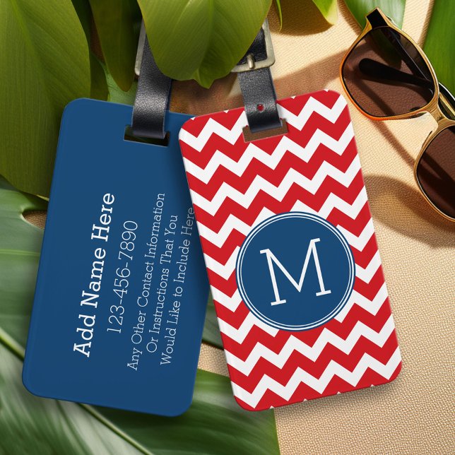 Zickzack Mustermonogramm für benutzerdefinierte Ro Gepäckanhänger (Custom Monogram Luggage Tag)
