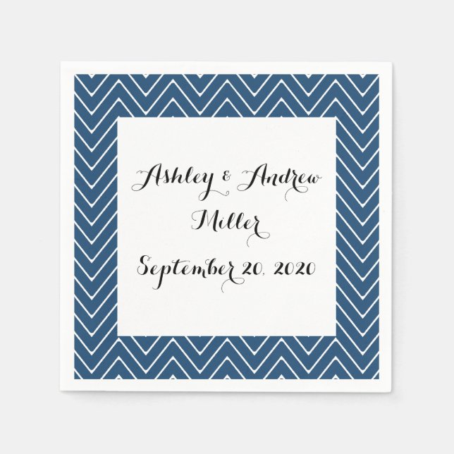 Zickzack Navy Blue Muster 2A Serviette (Vorderseite)