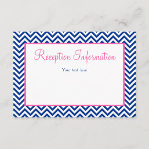 Zickzack Navy Blue Pink Bat Mitzvah Empfang Begleitkarte