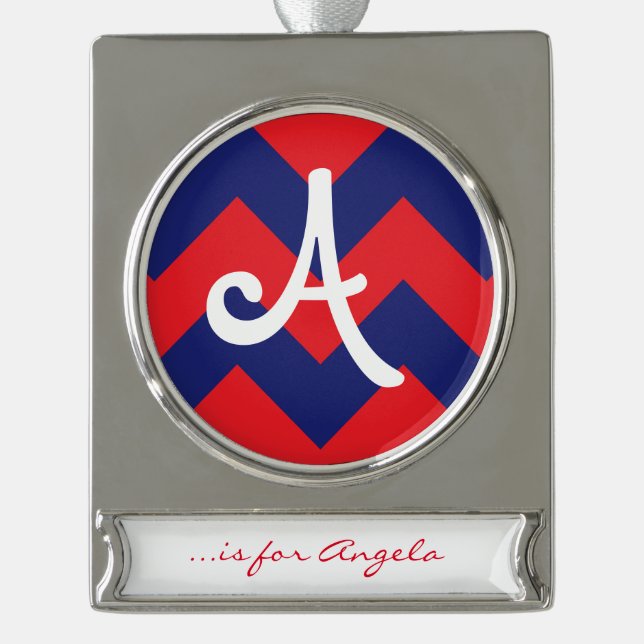 Zickzack | Navy Blue & Red | Typ/Größe | Banner-Ornament Silber (Vorderseite)