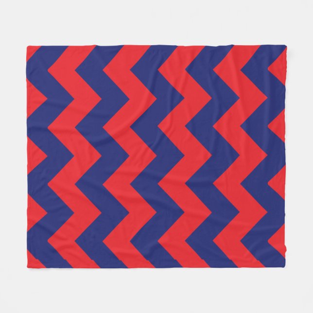 Zickzack | Navy Blue & Red | Typ/Größe | Benutzerd Fleecedecke (Vorderseite (Horizontal))