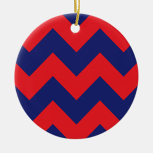 Zickzack Navy Blue & Red Typ/Größe Benutzerd Keramikornament