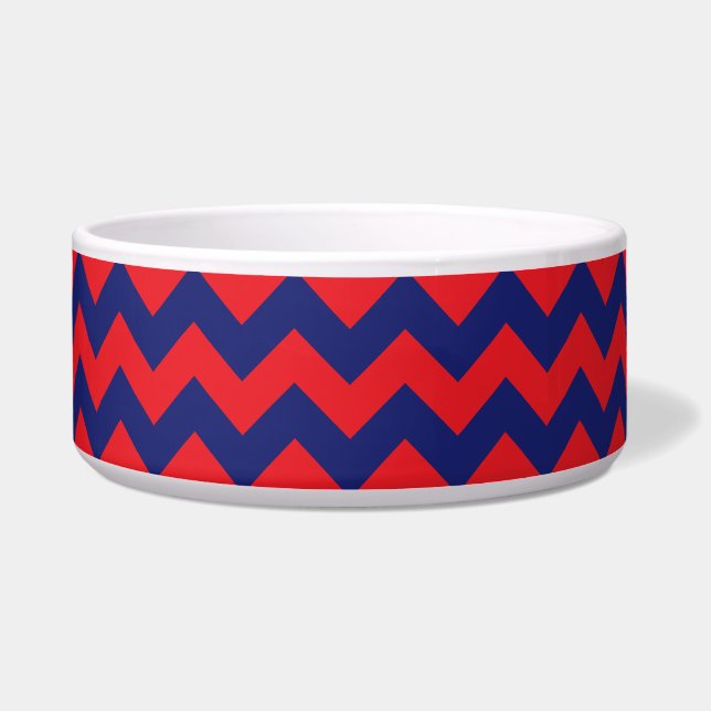 Zickzack | Navy Blue & Red | Typ/Größe | Benutzerd Napf (Vorderseite)