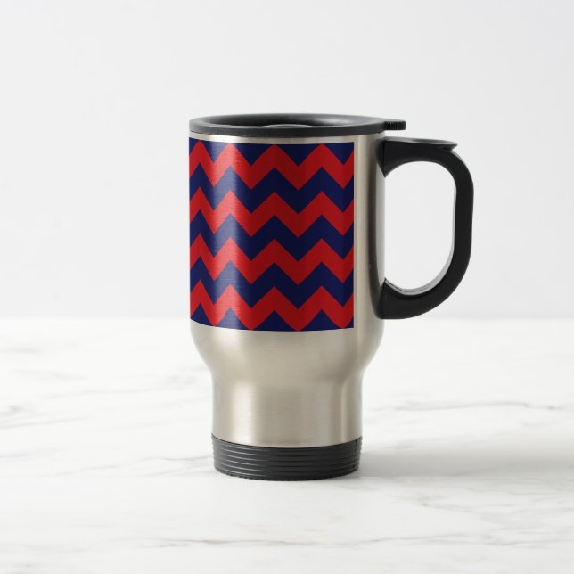 Zickzack | Navy Blue & Red | Typ/Größe | Benutzerd Reisebecher (Rechts)