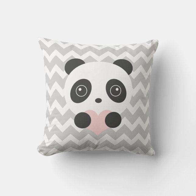 Zickzack Panda Heart Cushion Kissen (Vorderseite)