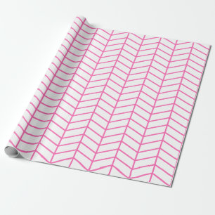 Zickzack Papier - Rosa auf Weiß  XL  Geschenkpapier