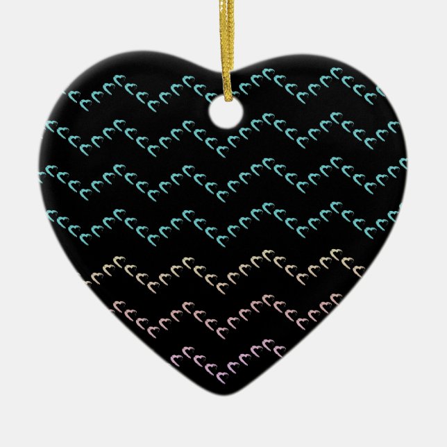 Zickzack Pastel Rainbow Hearts Nero Noctis Ornamen Keramik Ornament (Vorne)