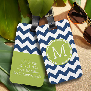 Zickzack Pattern Single Monogram - Navy Limon Gepäckanhänger