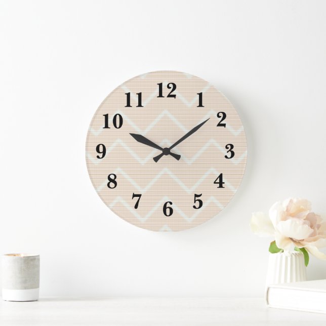 Zickzack Peach Texture Decke Große Wanduhr (Zuhause)