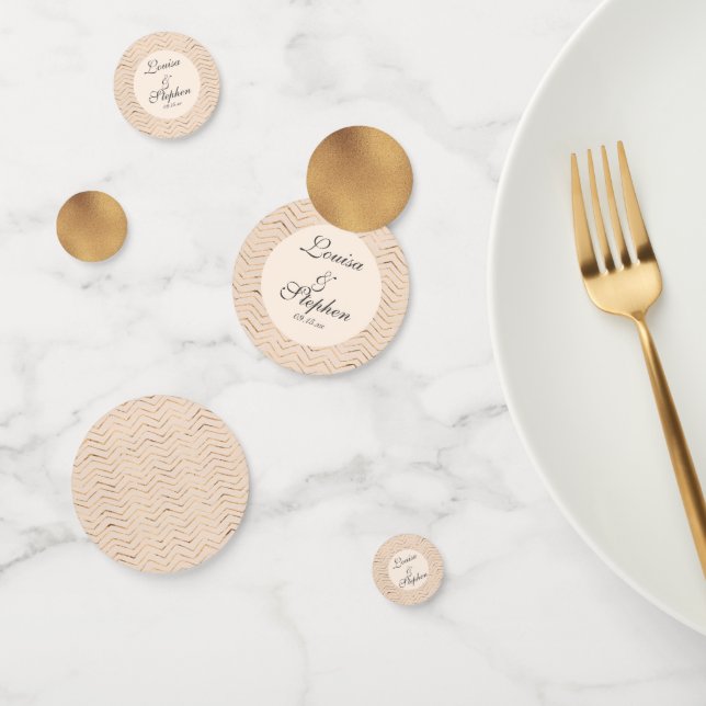 Zickzack Peach- und Gold-Muster Konfetti (Gruppe)