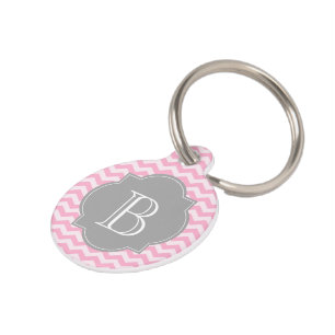 Zickzack Pet-Tag Pink & Grau aus Quatrefolie Haustiermarke