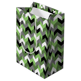 Zickzack Pfeil grün, weiß, grau und schwarz Mittlere Geschenktüte
