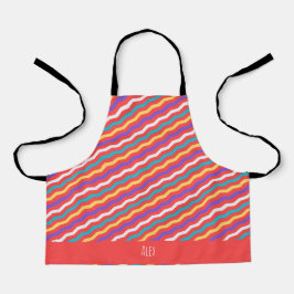 Zickzack Pfirsichgelbes Minimalmuster Schürze