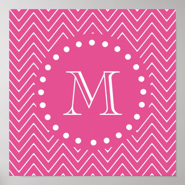 Zickzack Pink | Ihr Monogramm Poster (Vorne)