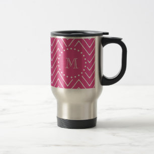 Zickzack Pink   Ihr Monogramm Reisebecher