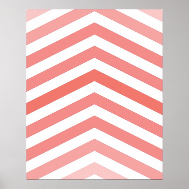 Zickzack Print { CORAL } Poster (Vorne)