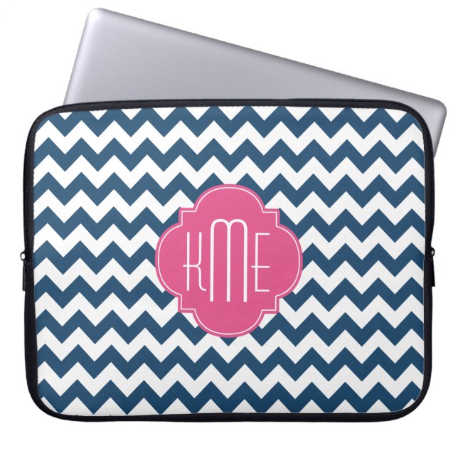 Zickzack Quatrefolionmonogramm Laptopschutzhülle (Vorderseite)