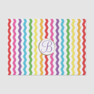 Zickzack Rainbow Print Monogram Letter Initial Seidenpapier