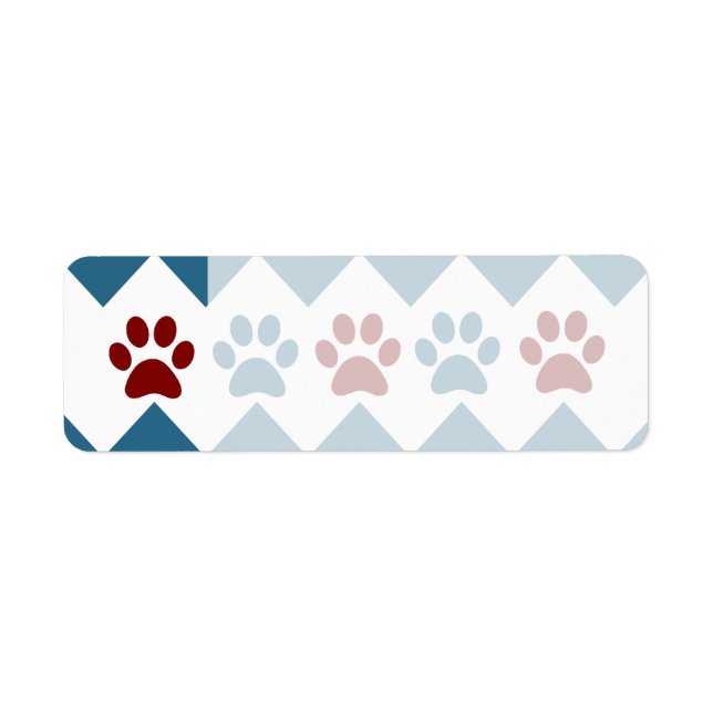 Zickzack Red Blue Welppy Paw Prints Dog Lover Gesc (Vorne)