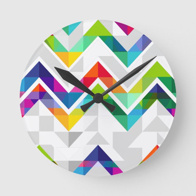 Zickzack Regenbogen Runde Wanduhr (Vorderseite)